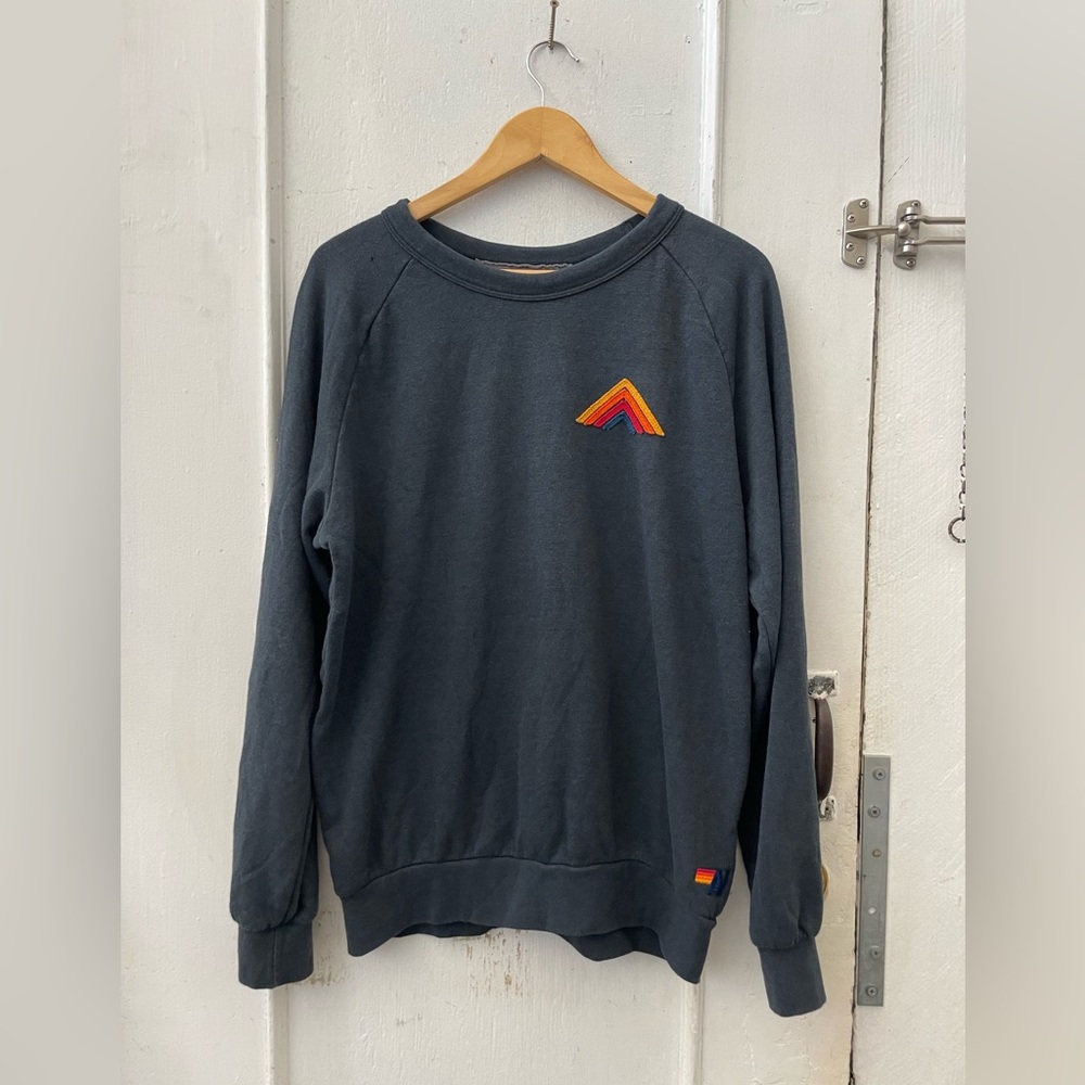 Aviator Nation Crewneck Sweatshirt with Rainbow Chevron